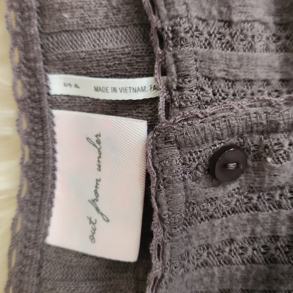 Out From Under Grey Cropped Button Cardigan - Picture 2 of 5